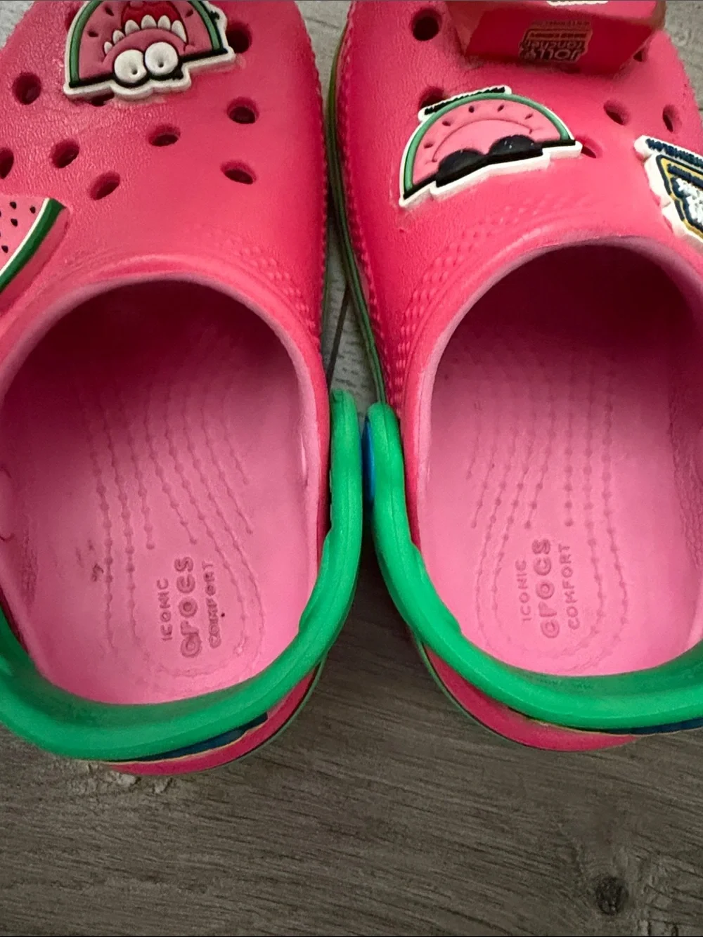 Crocs Kids jolly rancher Watermelon Clog Sandals - Pink & Green